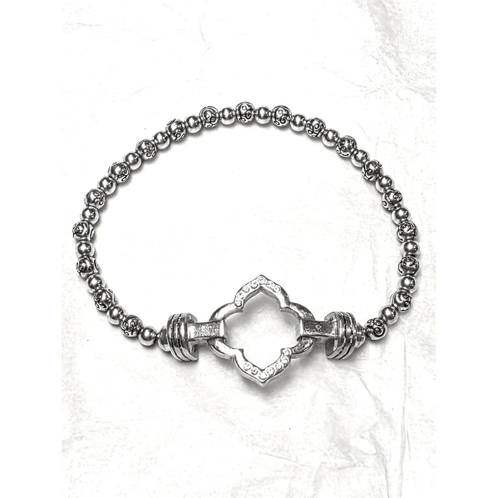 Brighton Clique Quatrefoil Silver Beaded‎ Crystal Bilboa QUATREFOIL Bracelet